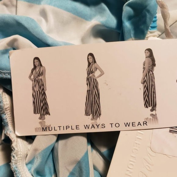 NWT Fifth Love Multi Way Wear Dress small fits oversized wrap style blue / white - Picture 3 of 4